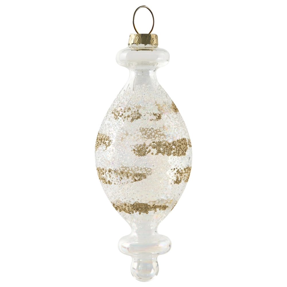 Set di 25 palline di Natale in vetro da appendere all'albero di Natale in stile tradizionale glamour trasparente e dorato