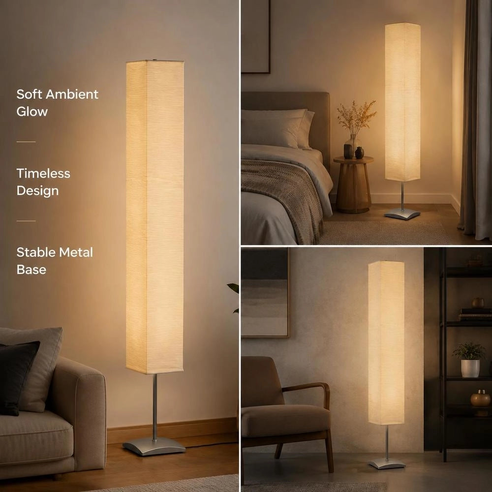 Floor Lamp With Steel Stand, 135 Cm, Beige