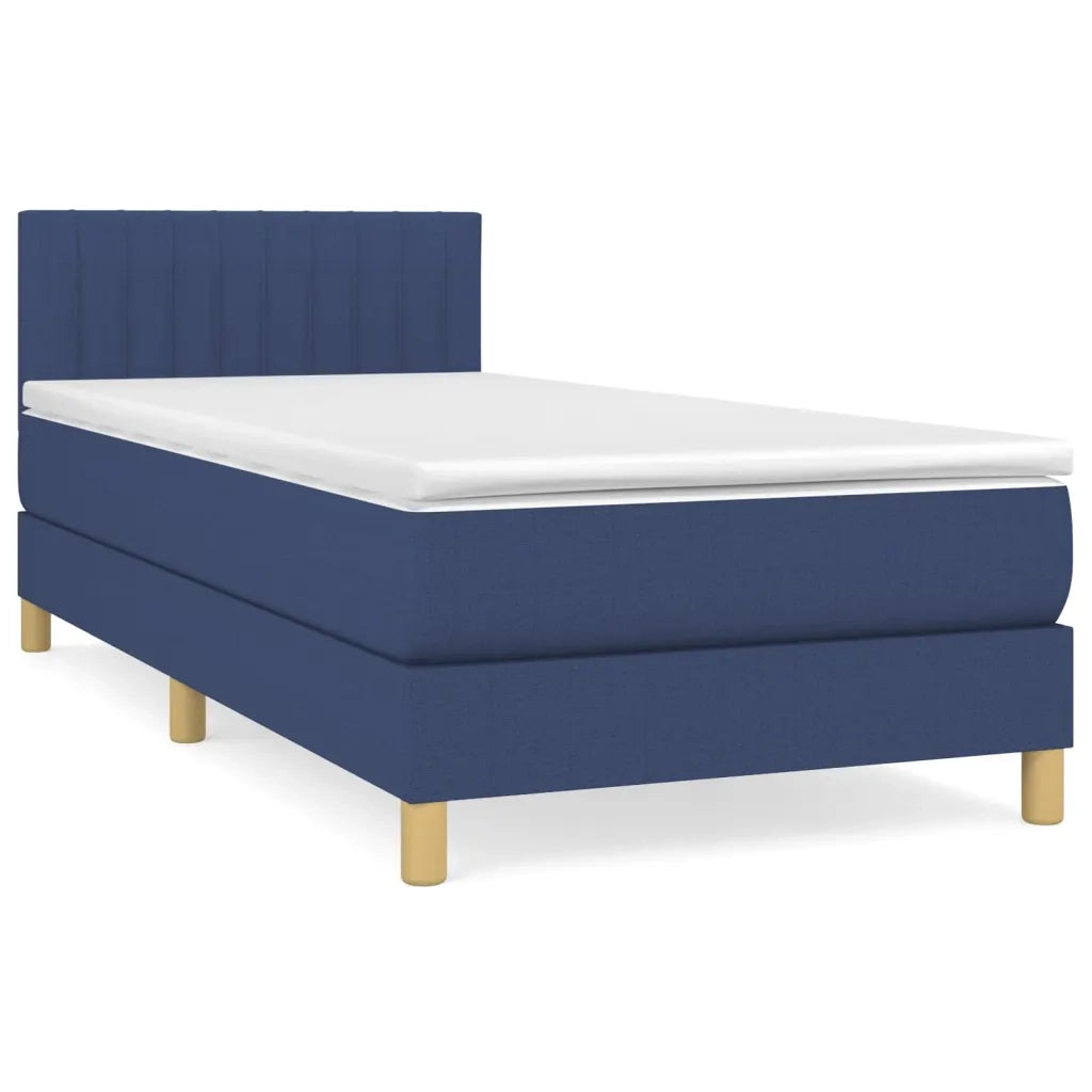 Giroletto a Molle con Materasso-Struttura Letto Blu 90x190 cm in Tessuto 313637