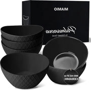 6 x 800 ml - Set di Ciotole - Colazione - Ciotole matte - Set di Ciotole grandi - Collezione Palmanova (Nero)