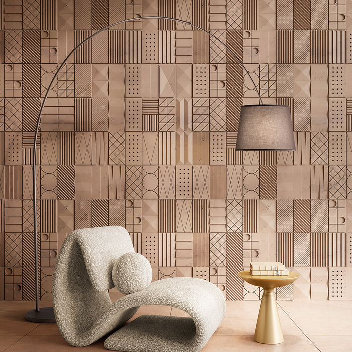 Piantana Contemporanea Arche Metallo Marrone Tessuto 1 Luce E27