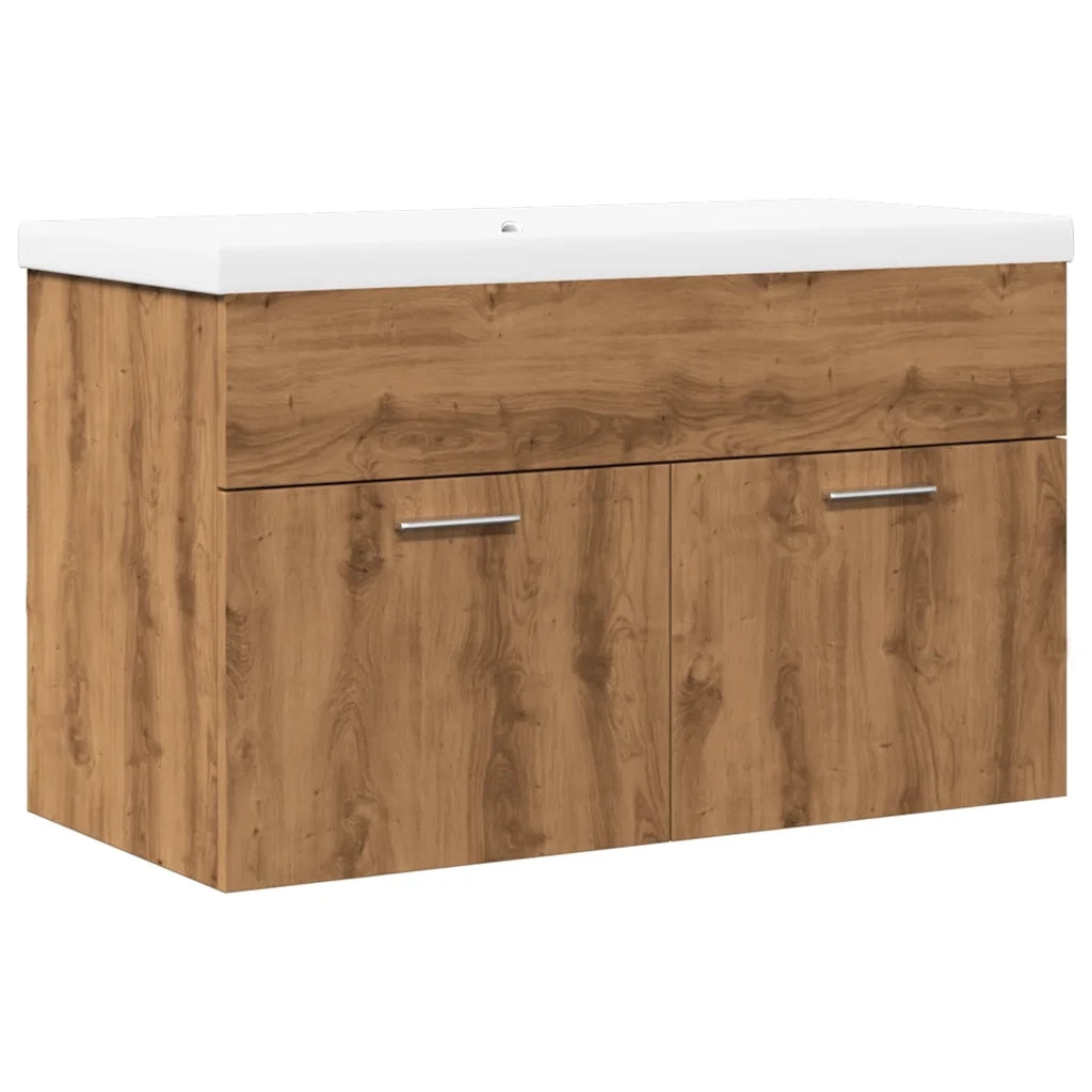 vidaXL Set Mobili da Bagno 2 pz Rovere Artigianale Legno Multistrato