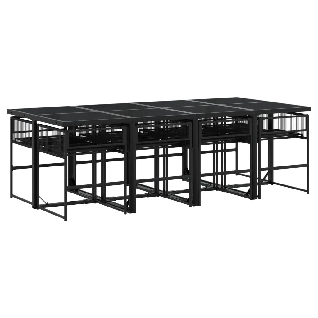 vidaXL Set da Pranzo da Giardino 9 pz Nero in Polyrattan