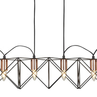 Lampadario Industrial-Nordico Antea Acciaio Nero Rame 6 Luci E27