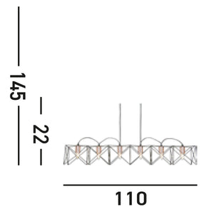 Lampadario Industrial-Nordico Antea Acciaio Nero Rame 6 Luci E27