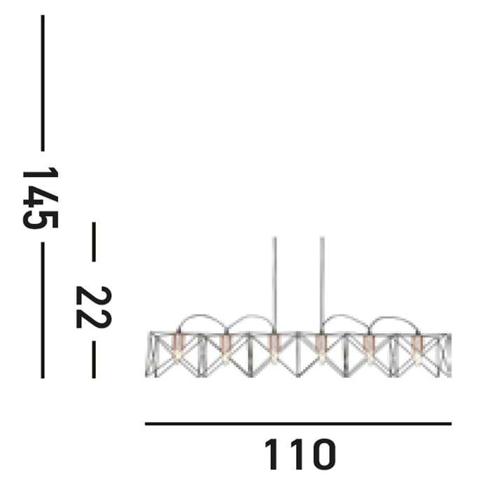Lampadario Industrial-Nordico Antea Acciaio Nero Rame 6 Luci E27