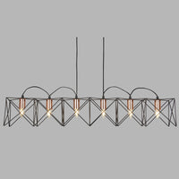 Lampadario Industrial-Nordico Antea Acciaio Nero Rame 6 Luci E27