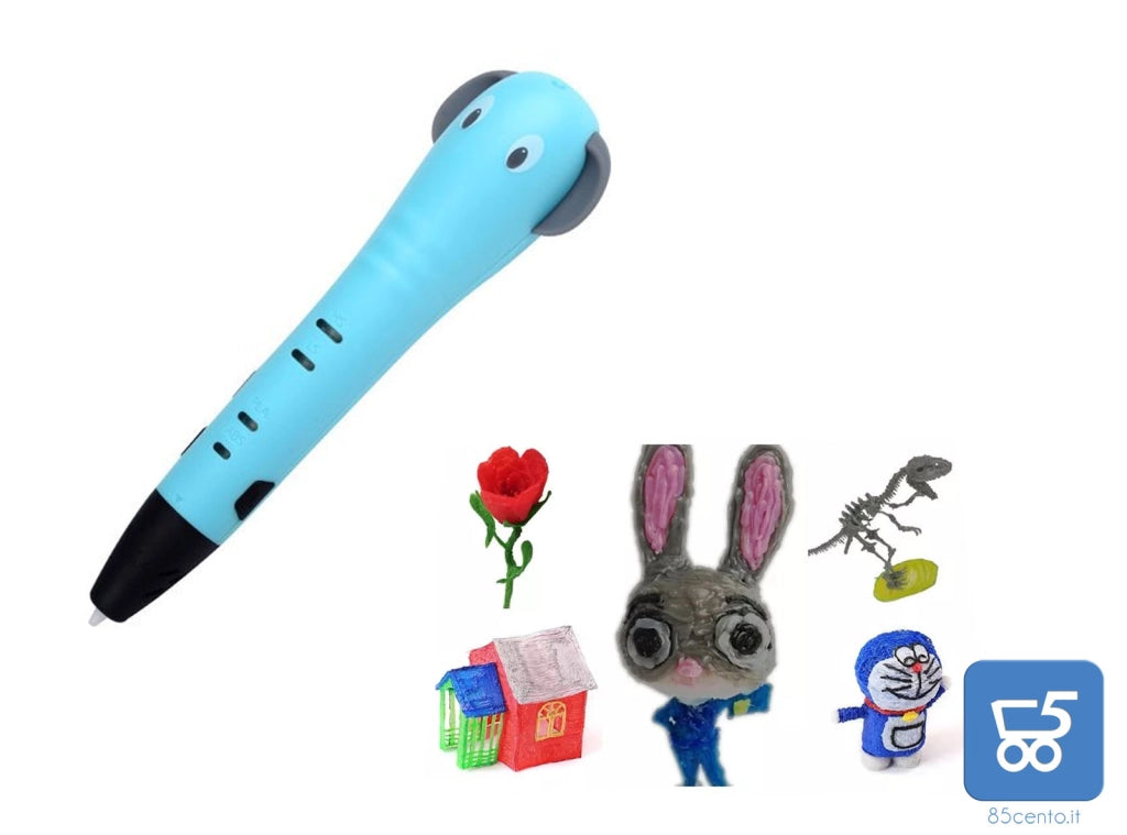 Penna 3D a forma di Elefante con colori a filamento PLA penna per stampa 3D con schermo LCD per bambini e adulti Celeste