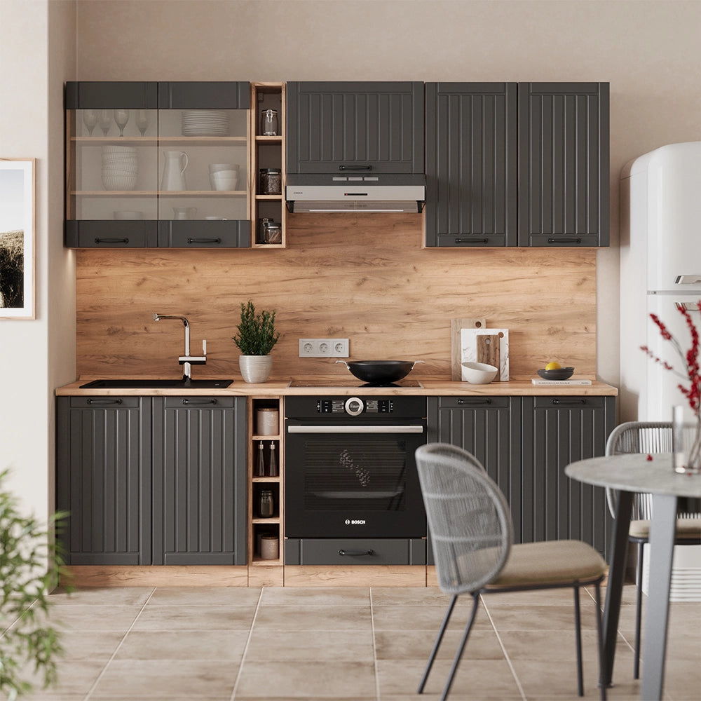 Vicco Cucina componibile Grigio scuro 235 cm senza piano di lavoro