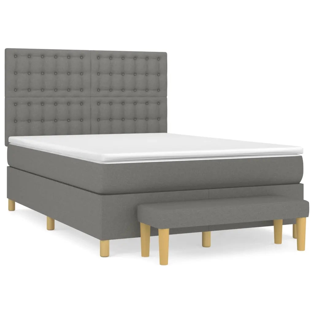 Giroletto a Molle con Materasso Grigio Scuro 140x190 cm Tessuto 3137470