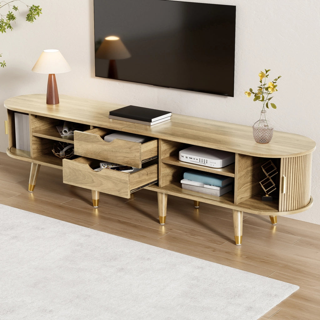 Cassettiera TV in MDF colore rovere lunghezza 175 cm