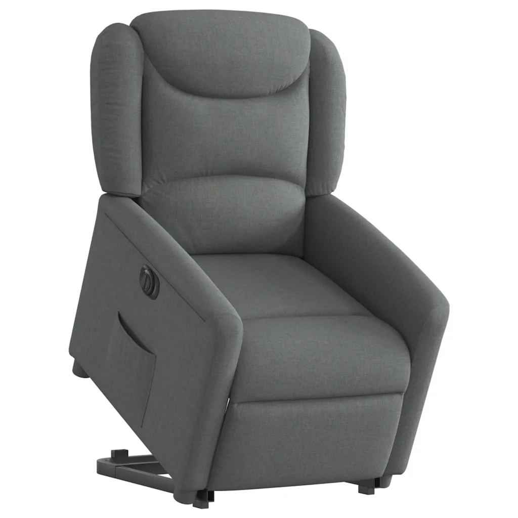 Poltrona Alzapersona Reclinabile Elettrica Grigio Scuro Tessuto 3303215