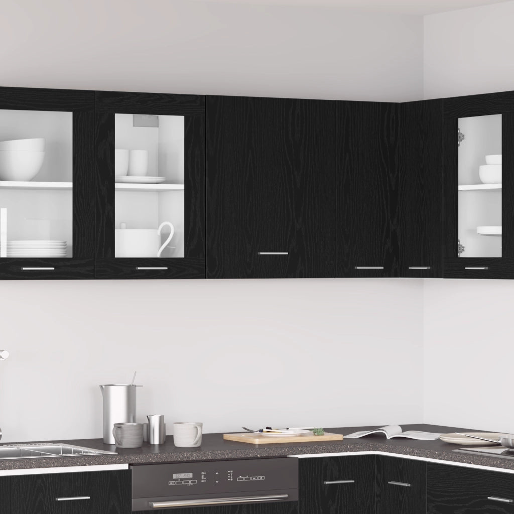 Armadio appeso in rovere nero 50x31x60 cm realizzato in legno ingegnerizzato