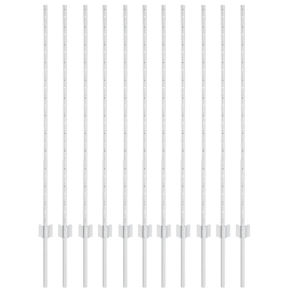 Palo della recinzione 11 pcs Argento 120 cm Acciaio
