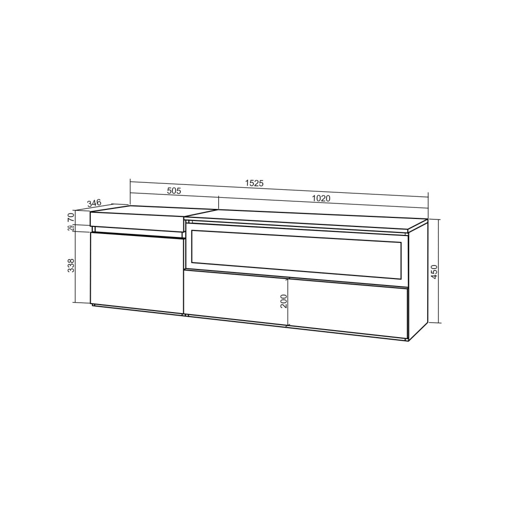 Mobile TV Soggiorno, 150x35x45cm, Per TV fino a 65", Camino elettrico, da appendere, colore Rovere RF3305