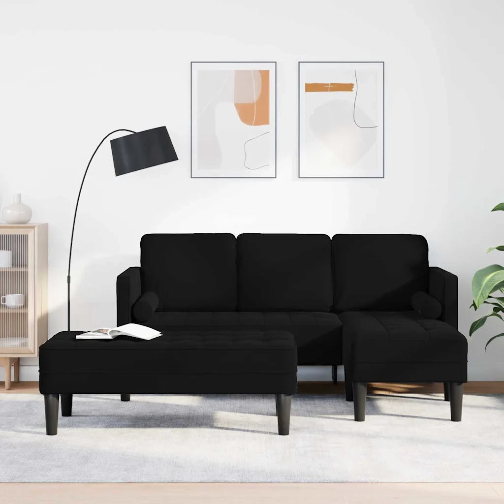 Set di divani con cuscino 2 pcs Nero Poliestere 3329270