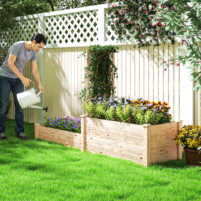 Fioriera Rialzata con Grigliato per Rampicanti e Divisorio 222x63x132 cm in Legno di Abete
