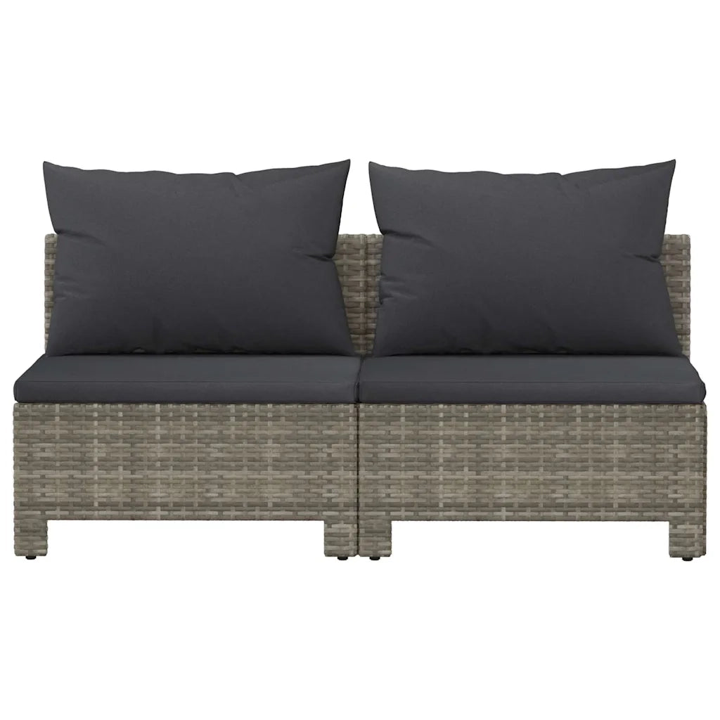 Divano da Giardino a 2 Posti con Cuscini in Polyrattan Grigio 362691
