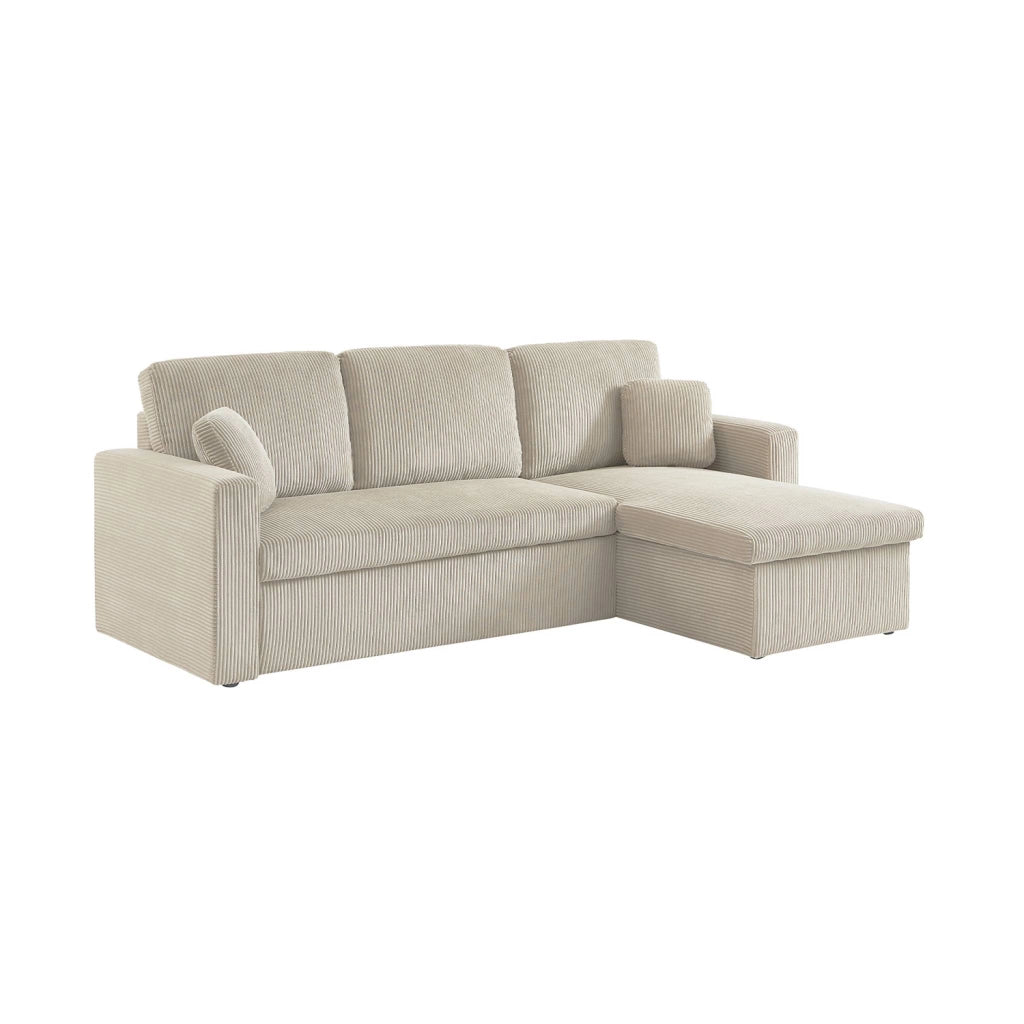 Divano letto angolare reversibile, 3 posti, beige grigio