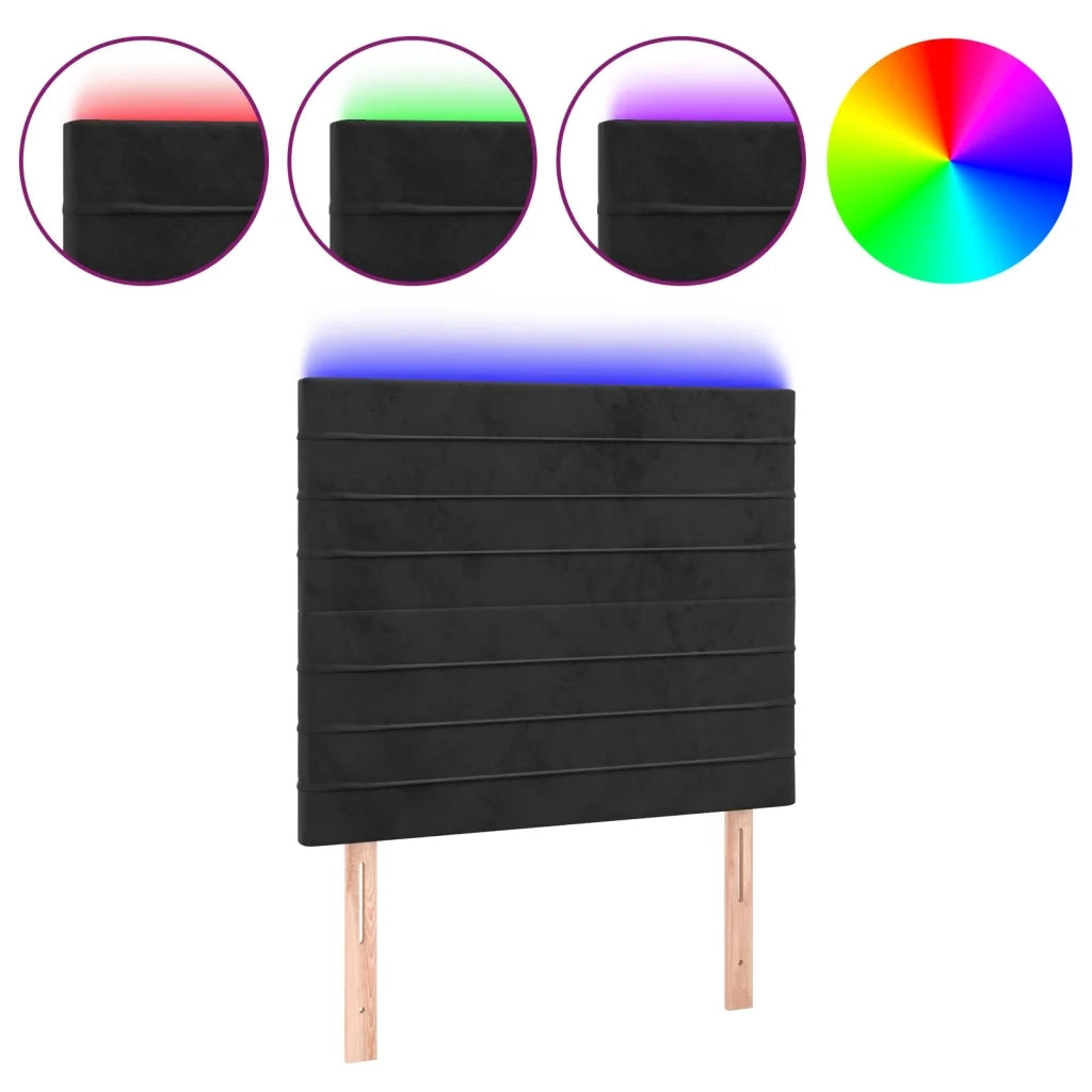 Testiera a LED-Testata con LED Nera 80x5x118/128 cm in Velluto 964293