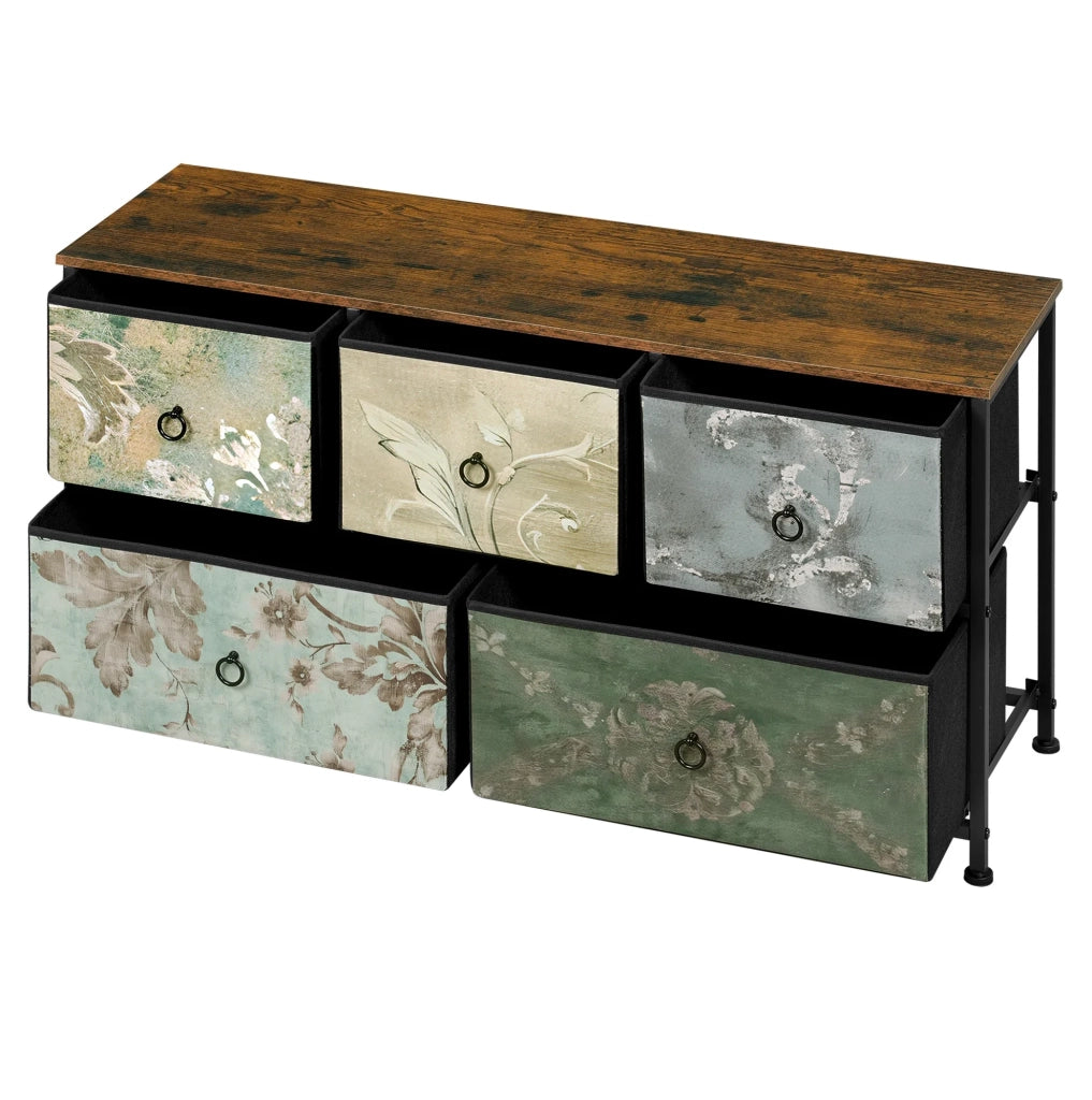 Mobile contenitore con 5 cassetti in tessuto; 100 x 54 x 30 cm; multicolore
