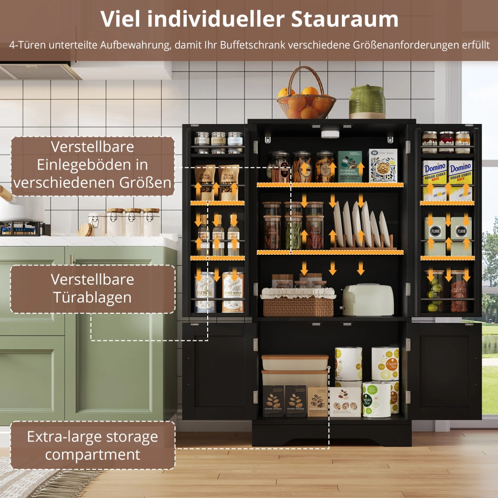Armadio contenitore con ripiani regolabili e luce LED con sensore in MDF nero 120 × 60 × 40 cm