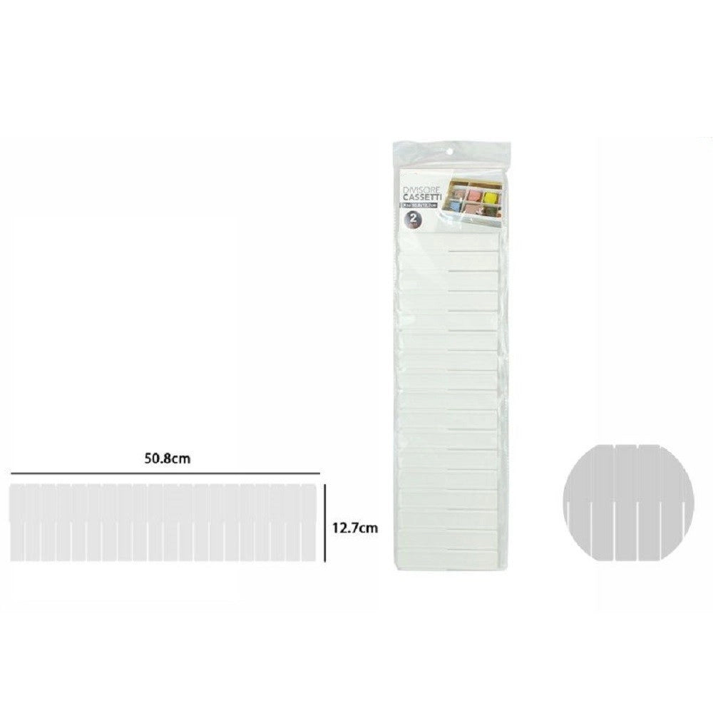 Trade Shop - Set 2 Pz Separatori Divisori Per Cassetti Armadio In Plastica 50,8x12,7cm 71390 -