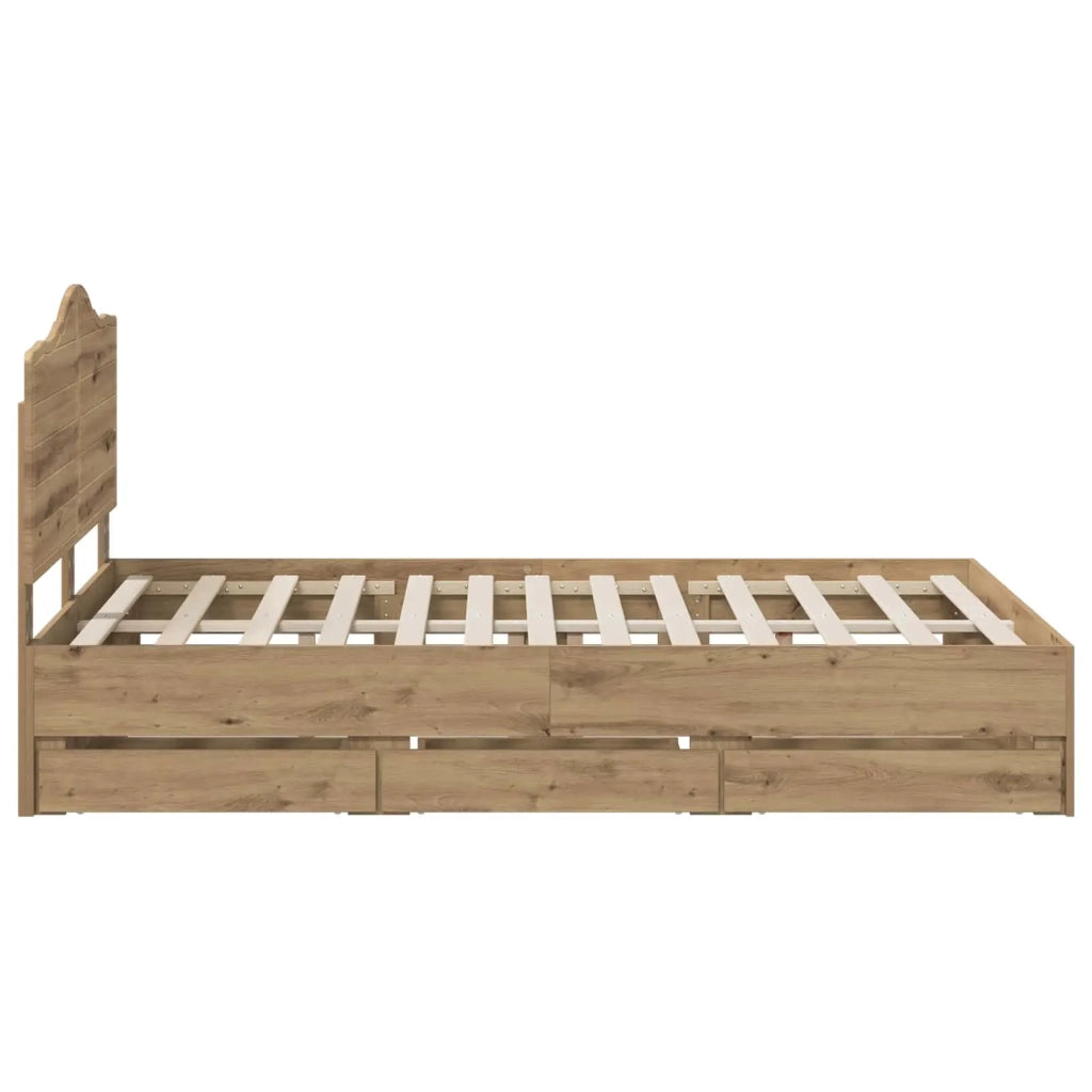 Bed Frame with Storage and Headboard Artisan Oak 160 x 200 cm 3445812