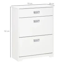 Scarpiera Moderna in Legno, 2 Cassetti con Mensola Regolabile per 16 Scarpe e Cassetto Piccolo, 70x29x92cm, Bianco