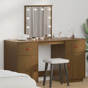 Set Toeletta con LED Marrone ambra in Legno Massello di Pino 3107842
