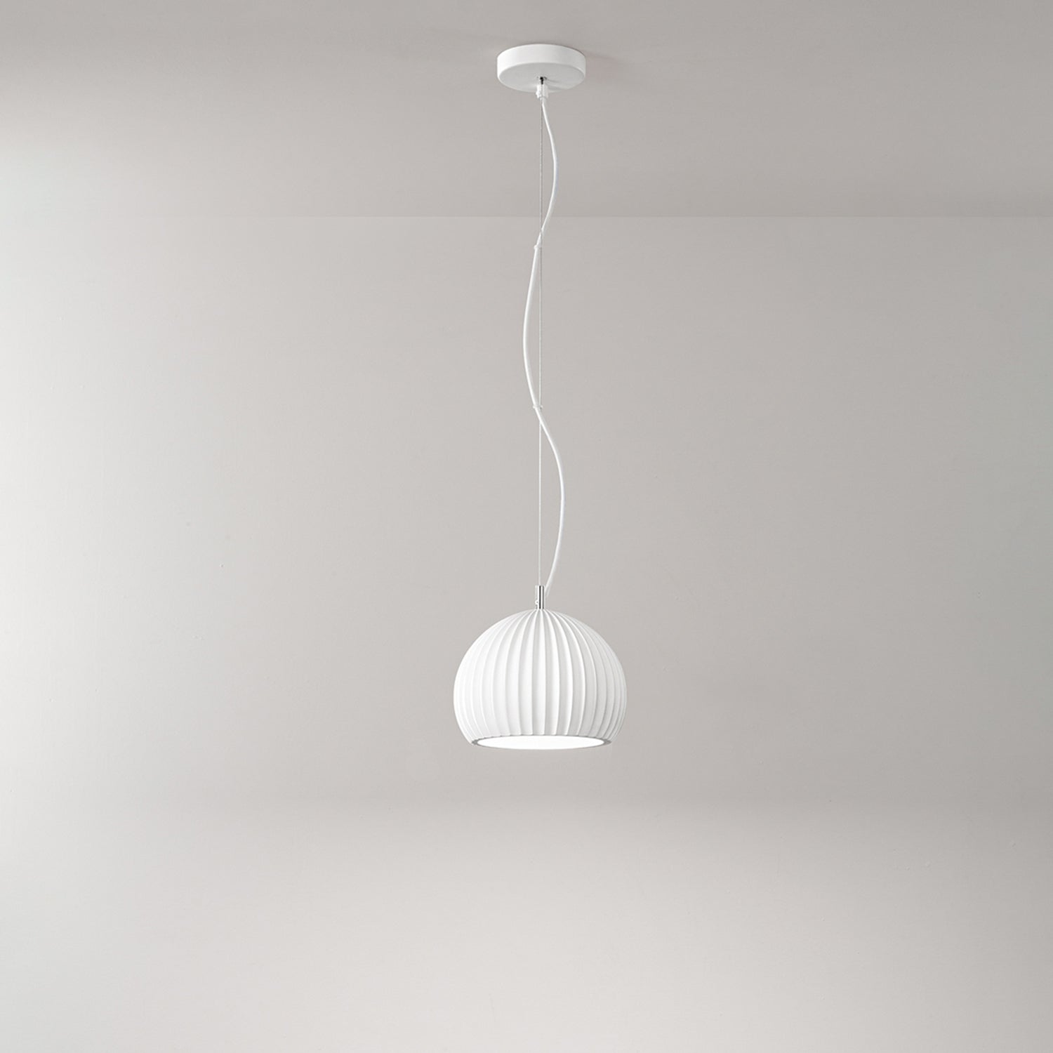 Sospensione Nordica Minea Metallo Gesso Bianco 1 Luce E27 Ip20 D23