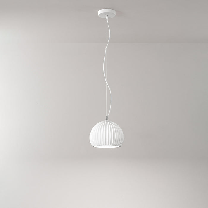 Sospensione Nordica Minea Metallo Gesso Bianco 1 Luce E27 Ip20 D23