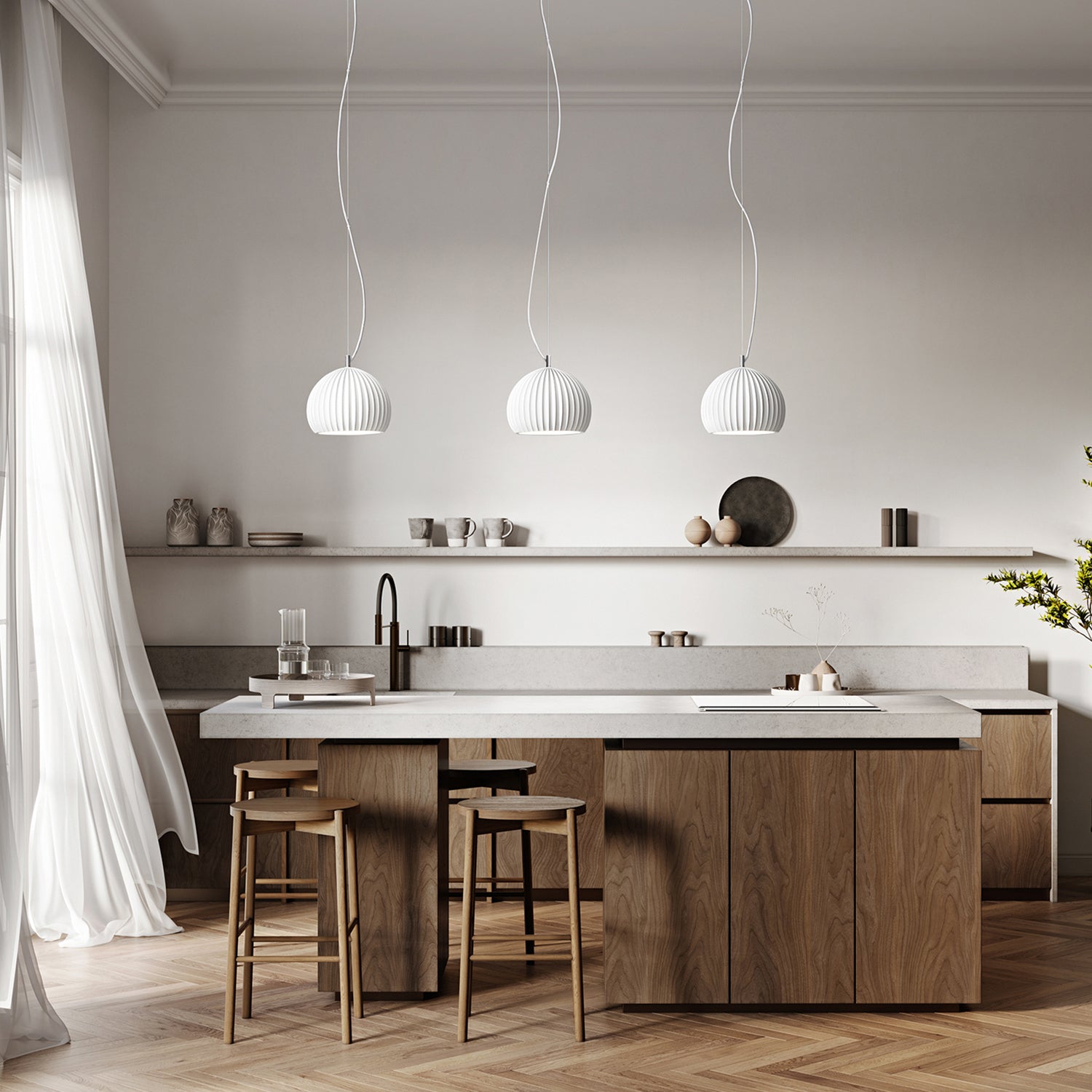 Sospensione Nordica Minea Metallo Gesso Bianco 1 Luce E27 Ip20 D23