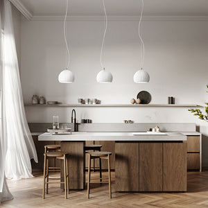 Sospensione Nordica Minea Metallo Gesso Bianco 1 Luce E27 Ip20 D23