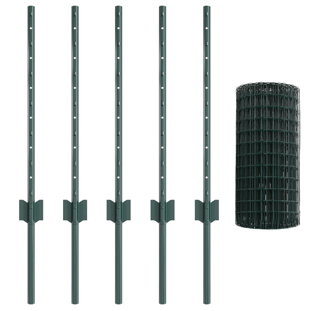 Recinzione Euro con 5 U Posts Verde 0.6x10 m Acciaio