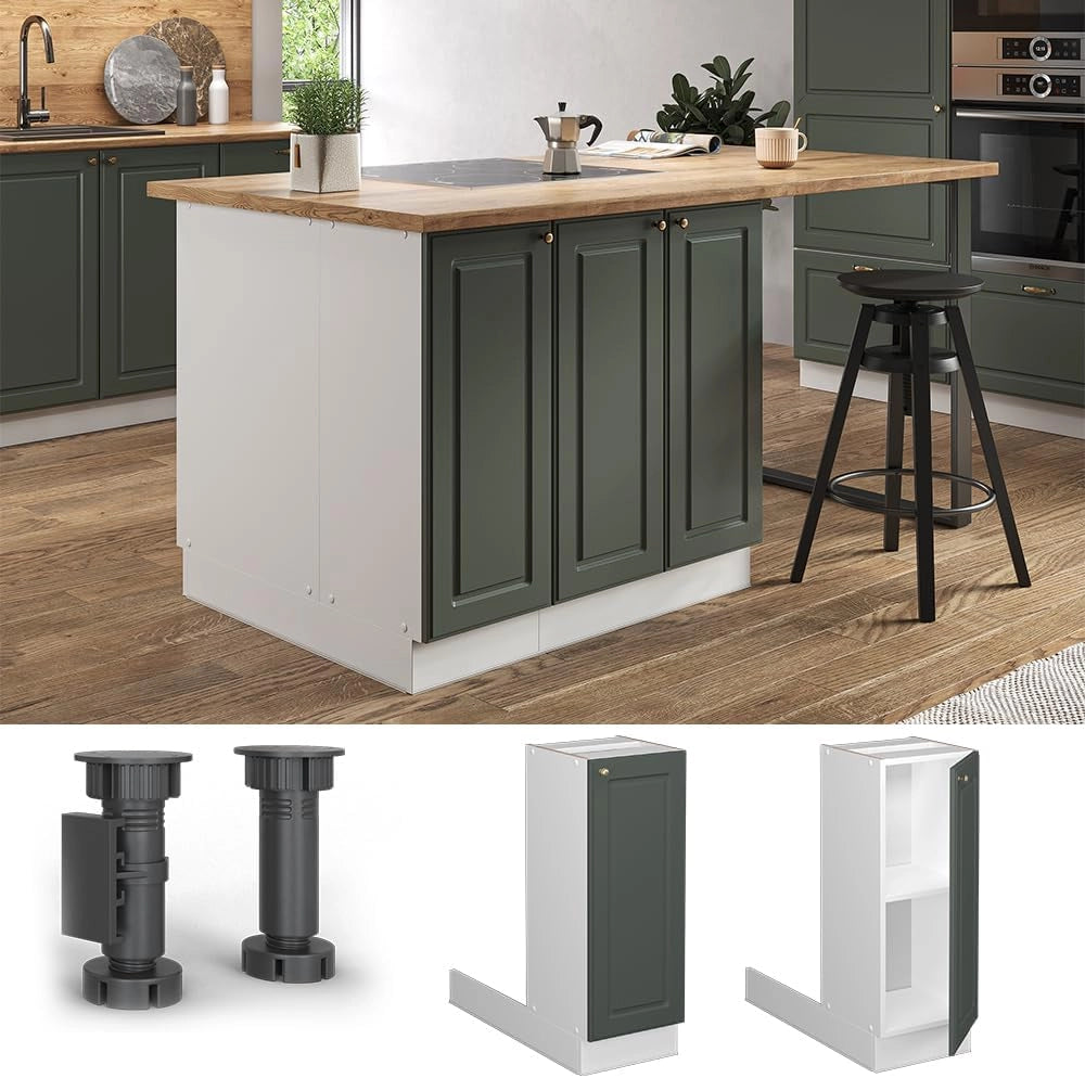 Isola cucina Fame-Line, Verde-oro Country House, 30 cm senza piano di lavoro, per l'espansione e la combinazione con altri moduli cucina