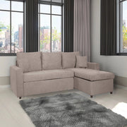 Divano con penisola reversibile funzione letto Golf tessuto tortora 225x148x81H