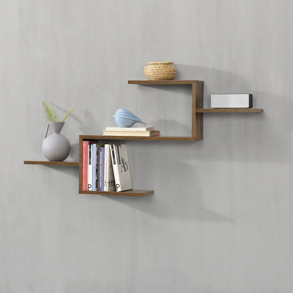Mensola da Parete Flekkefjord con 5 Ripiani 104 x 15 x 50 cm - Effetto Legno Scuro [en.casa]