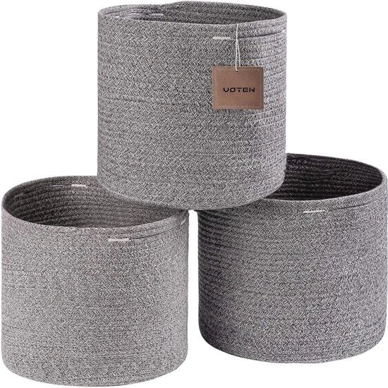 Set di Contenitori in Cotone da 3 - Organizer Decorativo, Ripiegabile per Abbigliamento, Giochi e Altro