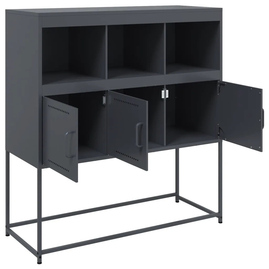 Credenza | Madia | Buffet da pranzo | Armadio da pranzo Antracite 100,5x39x107 cm in Acciaio