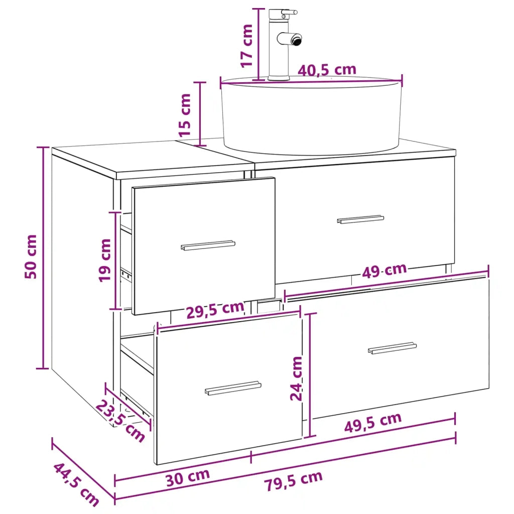 Set di mobili per il bagno 2 pz Sonoma grigio 3403989