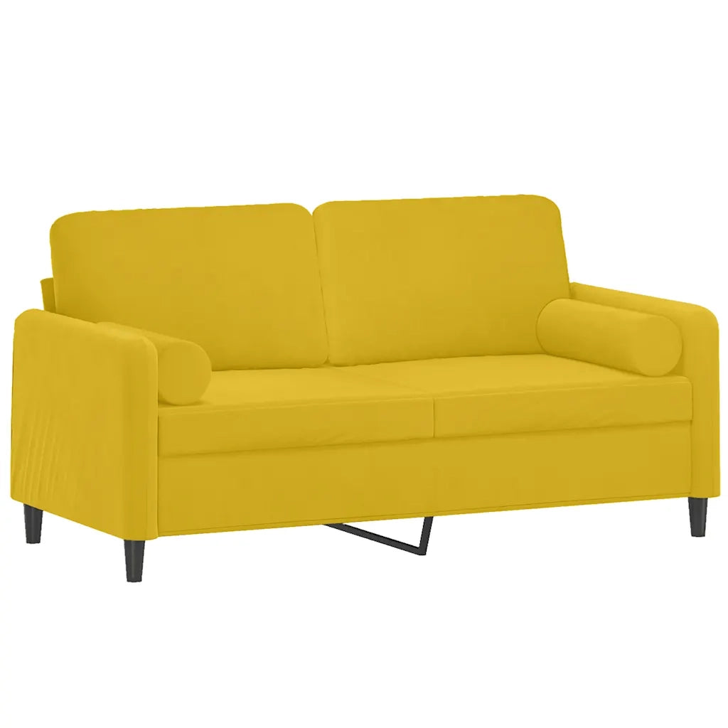 Divano | Divano da soggiorno | Sofa a 2 Posti con Cuscini Giallo 140 cm in Velluto