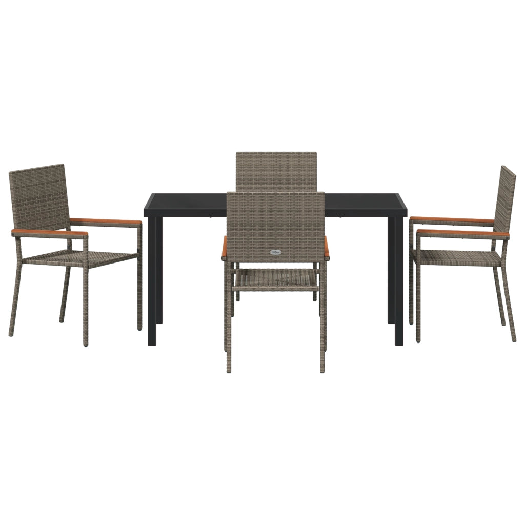 Set da Pranzo da Giardino 5 Pezzi Grigio Polyrattan