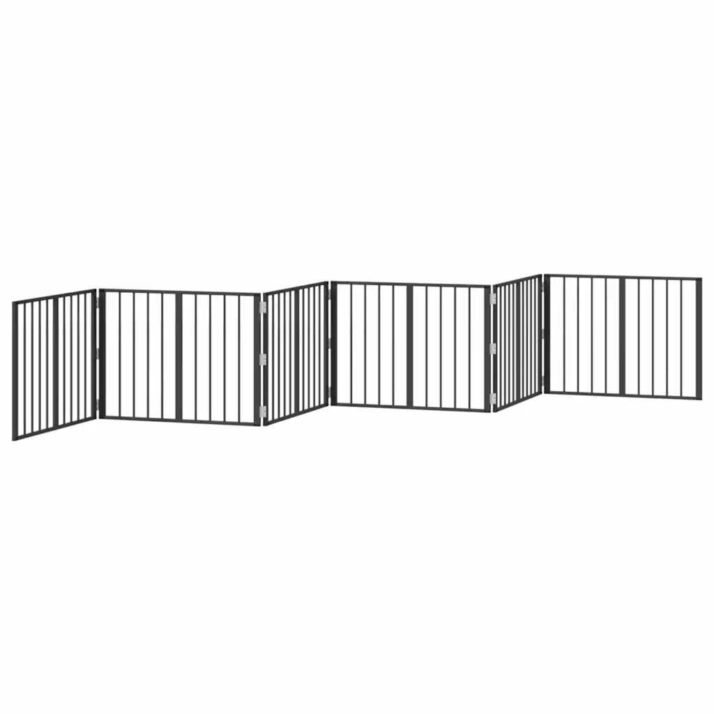 Cancello per cani 6 pcs Nero 80 x 60 cm Acciaio zincato 892011