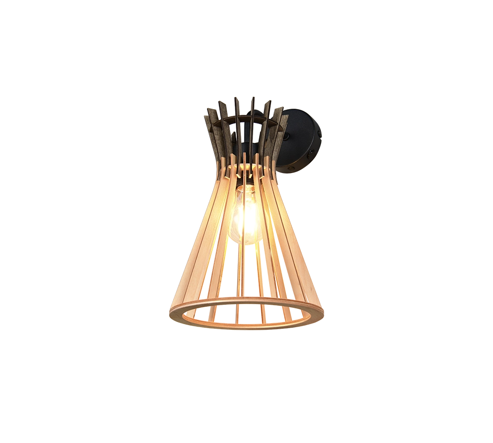 Applique, legno e metallo nero, H 36 cm, Alice