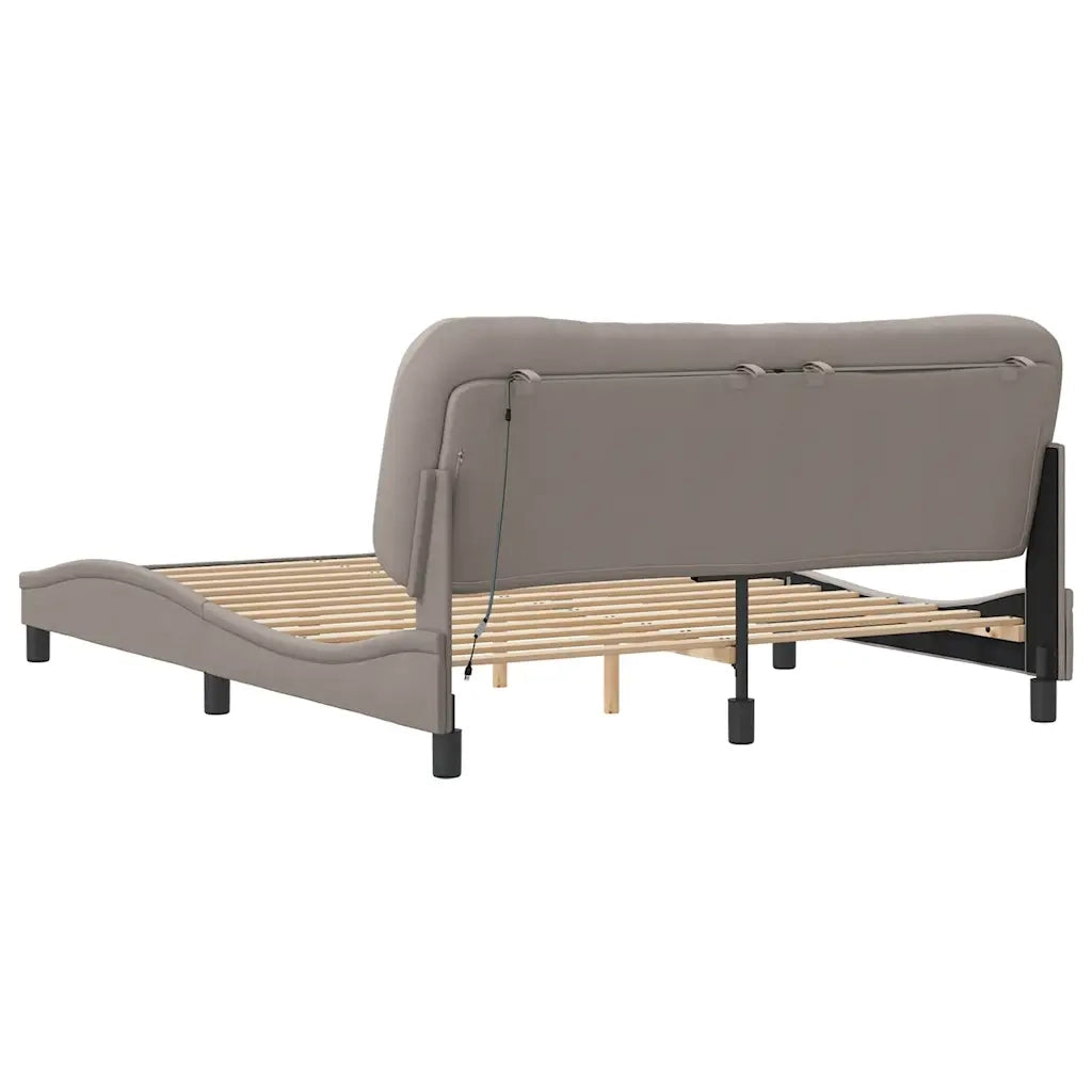 Giroletto con LED senza Materasso-Struttura Letto Hvar Tortora 160x200 cm in Tessuto