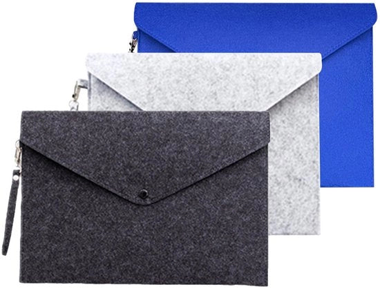 Map di archiviazione A5, leggera, portatile, cartellino per documenti per l'archiviazione, carta, ufficio, scuola, con chiusura a bottone, organizzazione mobile, mappe con busta (3, nero + grigio + blu)