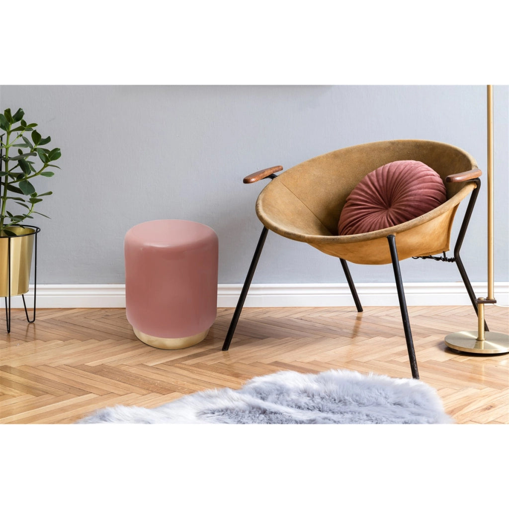 Tavolino Art Deco Rosa con Base Dorata