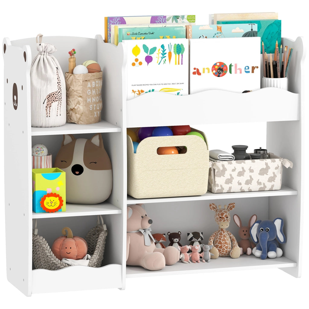 Libreria Bambini Scaffale Giocattoli ¨C Xylo ¨C Bianco Legno Ripiani Aperti Orsetto