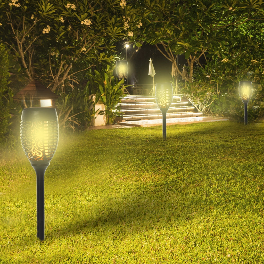 Faretti da Esterno LED a Energia Solare con Picchetti ¨C zephmum ¨C Plastica, Nero, ?12x72 cm